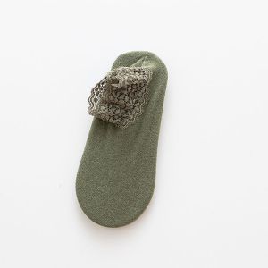 AOJN ถุงเท้าผู้หญิงผ้ากำมะหยี่เยอรมันหนาอบอุ่นถุงเท้าท่อสั้นผู้หญิงลูกไม้นุ่มสบายนอนถุงเท้าพื้นจำเป็นที่บ้าน