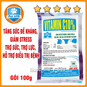 100g Bổ sung vitamin C tăng sức đề kháng VITAMIN C 10% HDH giảm strees kích thích tiêu hóa vật nuôi