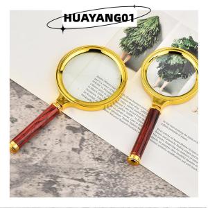 HUAYANG01 [HOT FASHION] 10X Handheld Magnifying Antique Mahogany Handle Magnifier 60mm-100mm Lens For Science Seniors Reading Inspection