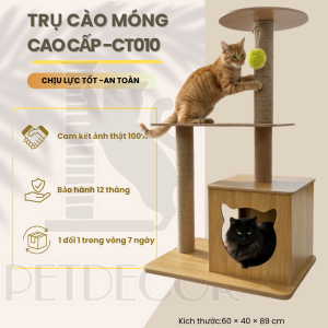 Trụ cào móng nhà cây cho mèo PETDECOR CT010 – Cat tree gỗ lắp ráp cao 89cm