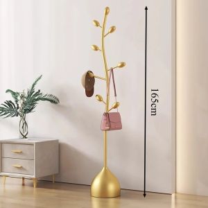 Sacesr Standing Coat Racks Luxury Simple Clothes Hanger Hooks Creative Tree‑Shaped Metal Coat Racks Living Room Furniture 3T7R1