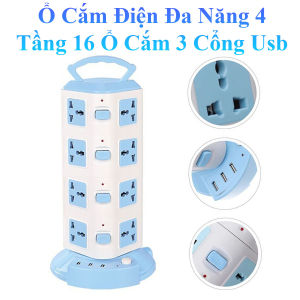 Ổ Cắm Điện Đa Năng 4 Tầng 16 Ổ Cắm + 3 Usb 2500W – Thiết Kế Dạng Tháp Tiện Dụng