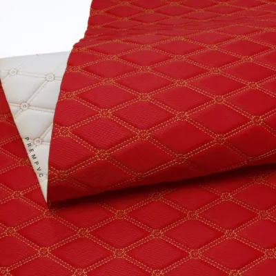 หนังเทียม PVC ลายปักเย็บฟองน้ำ ผ้าVIP ขนาด : 100x137cm 50x137cm 30x137cm / หนา : 6mm (กลุ่ม 2)