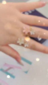 Cats Eye Stone Delicate Small Flower Open Ring Niche High-End Style Spring/Summer Bestseller Index Finger Ring Daisy Petal Ring