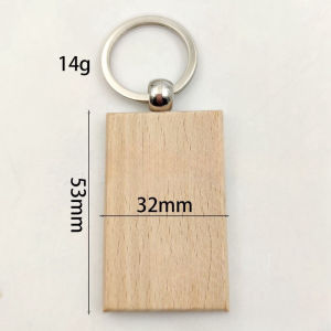 25pcs Round/ Rectangle Blank Wooden Keychain DIY Craft Wooden Blank Keychain