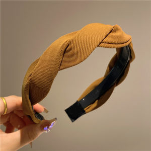 F4 Bando Korea Wanita Motif Polos Kepang Besar Bandana 3.5cm Exquisite Wide Braided Headband BKK002