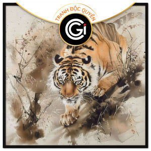 Tranh treo tường tranh dán tường tranh trừu tượng con hổ tranh thủy mặc cổ điển in Canvas. CGI-360