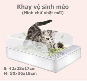Hanpet - SP456 - Khay vệ sinh chữ nhật size nhỏ 38*30*14cm khay đựng cát vệ sinh mèo