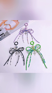 Handmade Bowknot Bag Charm Unique Bag Decoration Bowknot Bag Pendant Beaded Keychain Sweet Key Adornment for Daily