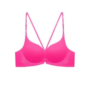 SEETE จดหมาย บราไร้สายแบบลึก V ปุ่มด้านหน้า แนบชิด บราไร้ตะเข็บสำหรับผู้หญิง รวบรวมหน้าอก ชุดชั้นใน ชุดชั้นในแบบดันทรง สาวๆ