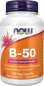 NOW B-50 Vitamin B Complex Bổ Sung Vitamin Nhóm B Hỗ Trợ Chuyển Hóa Năng Lượng và Hệ Thần Kinh