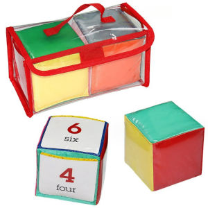 [SG]4Pcs/Set Playing Game Dices with Pockets 4in Customizable Learning Cubes Soft Toy Infants Early Education Block Toy