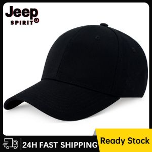 JEEP SPIRIT หมวกบังแดดของผู้ชายหมวกลิ้นเป็ดสำหรับทั้งหญิงและชายหมวกเบสบอลสีดำลำลองกลางแจ้ง