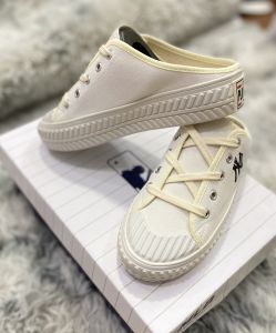 Giày sục nữ M.L.B Ny ⚡ CAO CẤP ⚡ Giày đạp gót vải canvas classic Ulzzang màu trắng mẫu hotrend - Full box