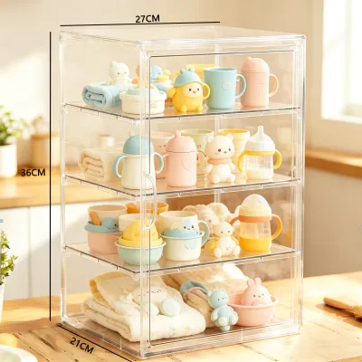 Clear Acrylic Baby Organizer Box Dustproof Nursery Storage Case for Diapers Bottles Wipes Essentials
