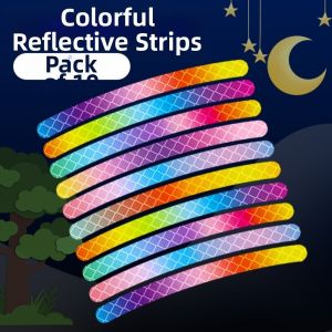 JACAUY 10pcs/set 90.7cm Bicycle Reflective Sticker PVC Rainbow Red White Car Motocycle Night Safety Warning Sticker Bike Wheels Rainbow Sticker for Bike