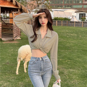 พร้อมส่งจากไทย เสื้อเชิ้ตแขนยาว สีพื้น เสื้อเชิ้ตเเขนยาวเเฟชั่น เสื้อเชิ้ตเเฟชั่น เสื้อยืดเเขนยาว เสื้อเชิ้ตหญิง