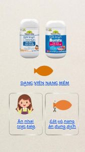 Viên Dầu Cá Omega 3 DHA Natures Way Burst DHA 300mg Triple Strength (50 Viên) Bổ Mắt Phát Triển Trí Não - - Viên nhai dễ sử dụng - Bổ sung hàm lượng dầu cá cô đặc - Hàm lượng DHA và EPA cao
