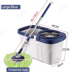 Jbos Mop With Spinner Metal Stainless steel bucket 360 Easy Rotating with drain cap Dual Drive Microfiber Mop