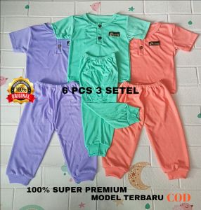6Pcs 3Set Baju Bayi Celana Bayi 3-12 Bulan Terbaru 100% Premium variasi wangki