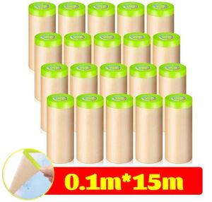 Pre-Taped Masking Paper Wall Treatment Covering Self Adhesive Paint Spray Masking Paper Cuttable Wall Dust Protector Films Cover
