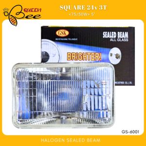QBEE 5 INCHES UNIVERSAL HALOGEN HEADLIGHT SEALED BEAM 24v 3Teeth Square 75/50W 5" GS-6001 GSK