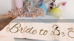 3 Pcs Bachelorette Party Decorations Bridal Shower Crown Bride to Be Sash&Veil for Women Bachelorette Party Gifts Bachelorette Party Supplies Gifts Favors (Rose Gold)