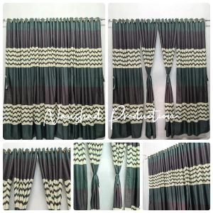 Tirai Gorden Smokring 12 Ring 6 Gelombang Motif Zigzag Abu Free Tali Pinggir