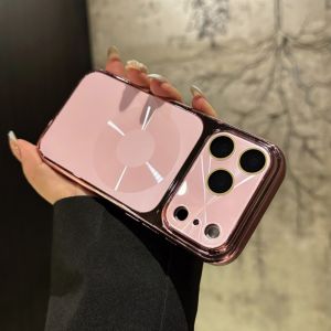 Original Frosted PC Hard Back For Magsafe Phone Case For iPhone 17 16 15 14 13 Pro Max Plating Bumper Shockproof Magnetic Cover