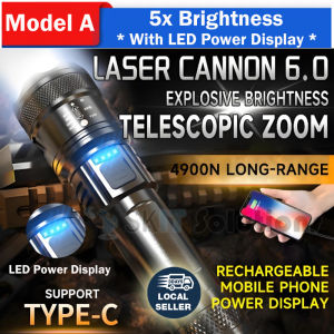 【SKIT SG】【128 Hours Use】Torch Light Led Flash Light Torchlight Led Flashlights Tourch Light Type-C Rechargeable IPX7 Waterproof Heavy Duty Flashlight Flash Light Rechargeable Zoom Flashlight Super Ultra Bright Strong Power LE/LCD Battery Display Charging