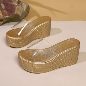 Free Shipping Transparent Wedge-Heeled Sandals A New Summer Style With Thick Soles Perfect For Wearing Outdoors
