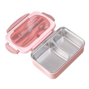 Portable Lunch 304 Stainless Steel Leakproof Divided Food Containers with Spoon and Chopsticks2026
