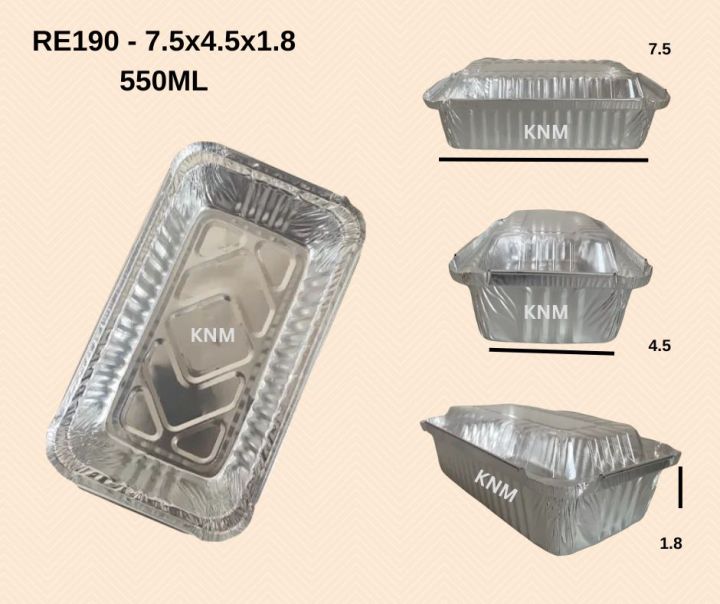 RE190 (550ml) Aluminum Foil Tray with Lid x x (small LOAF  PAN) 10pcs, 20pcs, 30pcs 40pcs and 50pcs Lazada PH