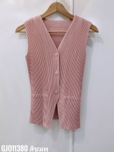 2MUAY รุ่น GJO11380 เสื้ออัดพลีท THICK SLEEVELESS VEST PLEATED TOP 10 สี FREE SIZE