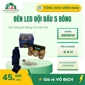 Đèn Pin Đội Đầu 5 Bóng Siêu Sáng Tích Điện Chống Nước – Ánh Sáng Mạnh Mẽ Bền Bỉ