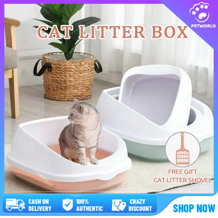 【In Stock】Cat Litter Box With Scoop Cat Litter Box Large Size Leak ...