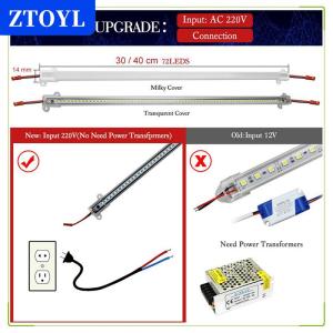 [COD] ZTOYL แท่งไฟ LED AC220V ความสว่างสูง2835คลิป LED 30ซม. 40ซม. 72หลอด LED แถบแข็งประหยัดไฟ