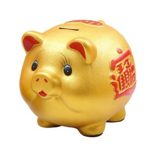 HOUCHU Animal Piggy Bank Ceramic Gold Pig Money Jar Durable Thickened Coin Saving Box New Year Celebration