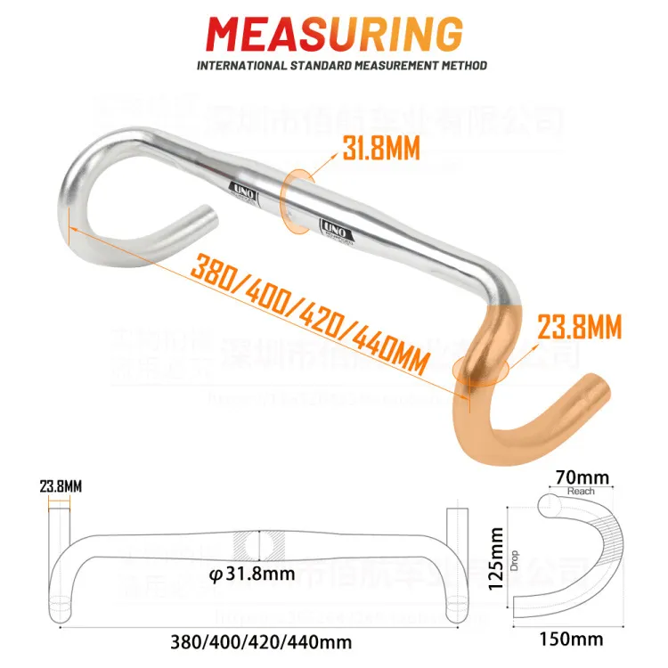 Drop Bar 380mm Handlebars UNO Aluminum Bicycle Handlebar Drop Bar