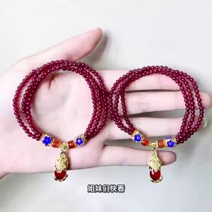 Thousand Crystals and Ten Thousand Beads Natural garnet bracelet diy Multi-loop Pixiu womens bracelet stall accessories crystal bracelet 2026