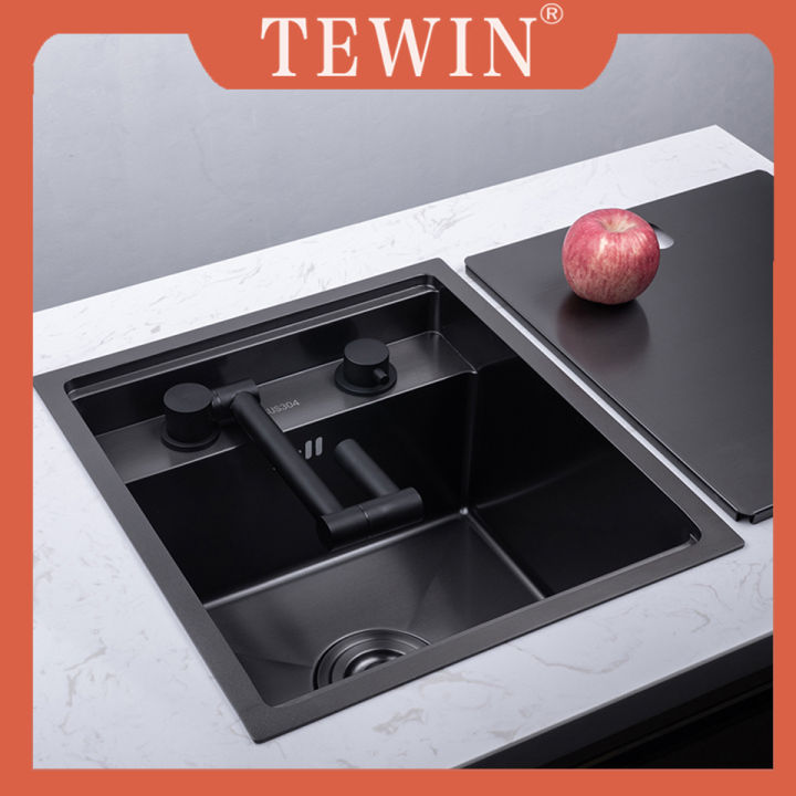 TEWIN black Hidden Kitchen sink Single bowl Bar Small Size sink
