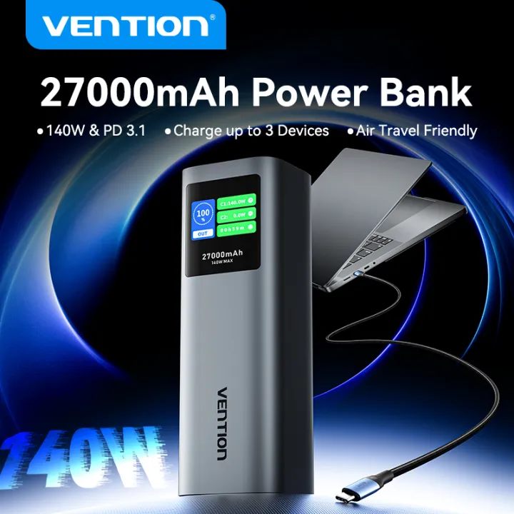 Vention 27000mAh 140W Sạc Dự Phòng - Pin Sạc Laptop PD3.1 - Màn Hình ...