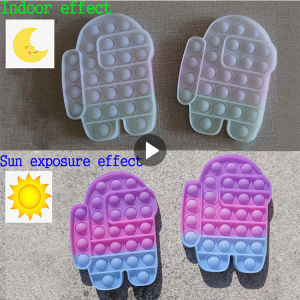 Original Pop It Fidget Toy Among Us Shape Bubble Sensory Relieve Stress for Kids Full Set Box Tiktok Brain Game Different Effects in the Sun
