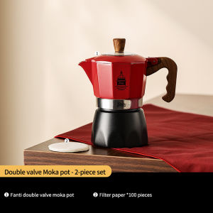BINCOO Red Double Valve  Moka Pot Portable Espresso Machine Coffee Maker Set Aluminum Mocha Pot Coffee Pot