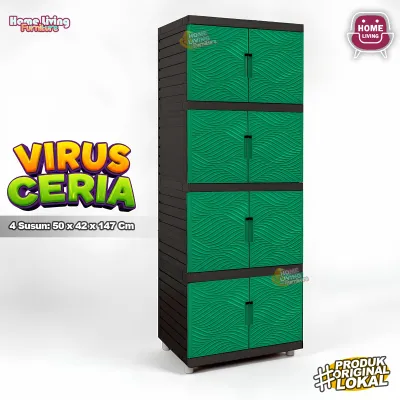 LEMARI PLASTIK VIRUS KINGDOM 3 SUSUN LEMARI PAKAIAN MINIMALIS CABINET SERBAGUNA - CREAM