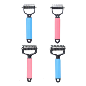 2PCS Dog Cats Grooming Brush Efficient Shedding Hair Remover Detangling Massage Tool For Pet Daily Furs Maintenances