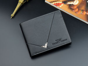 Men Short Wallet Large Capacity Card Holder PU Leather Zip Pocket Business Clutch Dompet Lelaki Man