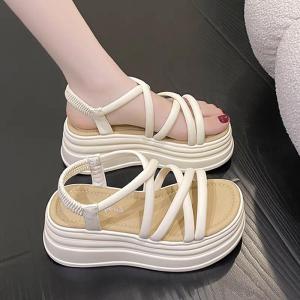 (Fullbox) Sandal Nữ Tăng Chiều Cao 6cm Quai Đan Chéo Gót Chun Siêu Nhẹ Mới KOCHU