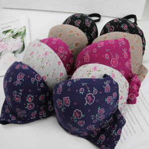 #40-#46 Cup C/D Wired Cotton Bra BRA DAISY Floral Print Cotton Bra Women / Baju Dalam Wanita Berdawai Saiz Besar Cantik Bunga Corak