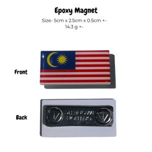 CTD Lencana Nama Tag Magnet Jalur Gemilang Malaysia | Acrylic Epoxy Name Tag | Pin Bendera Sulam Custom Sekolah Pejabat